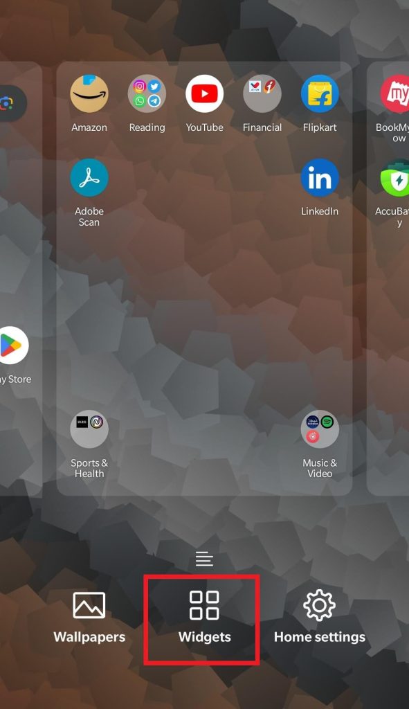 Widgets option