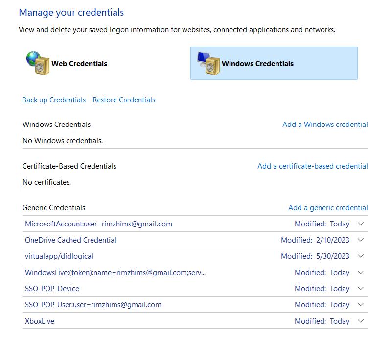 Windows Credentials