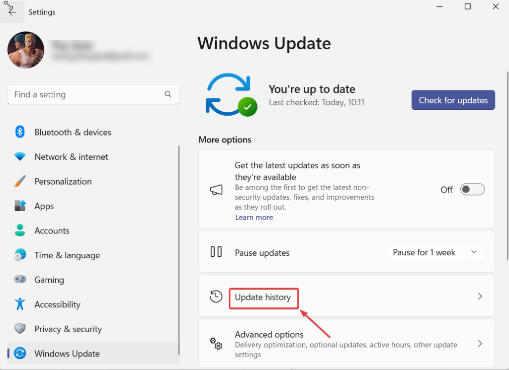 Windows Update history