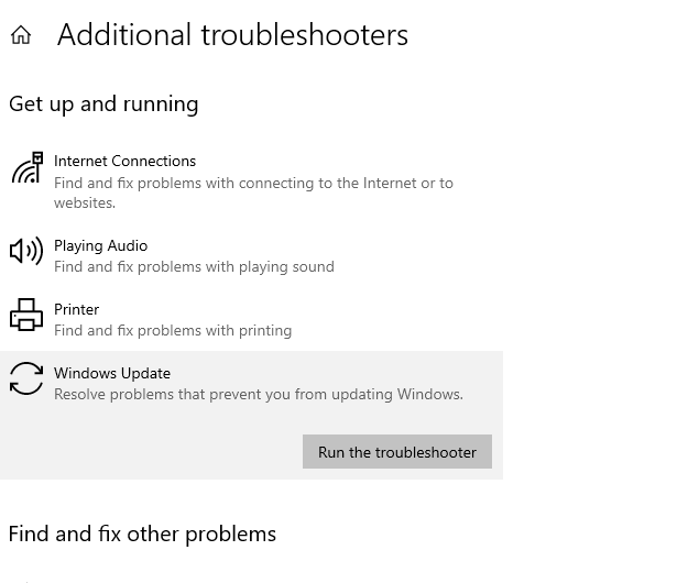 Windows Update troubleshooter