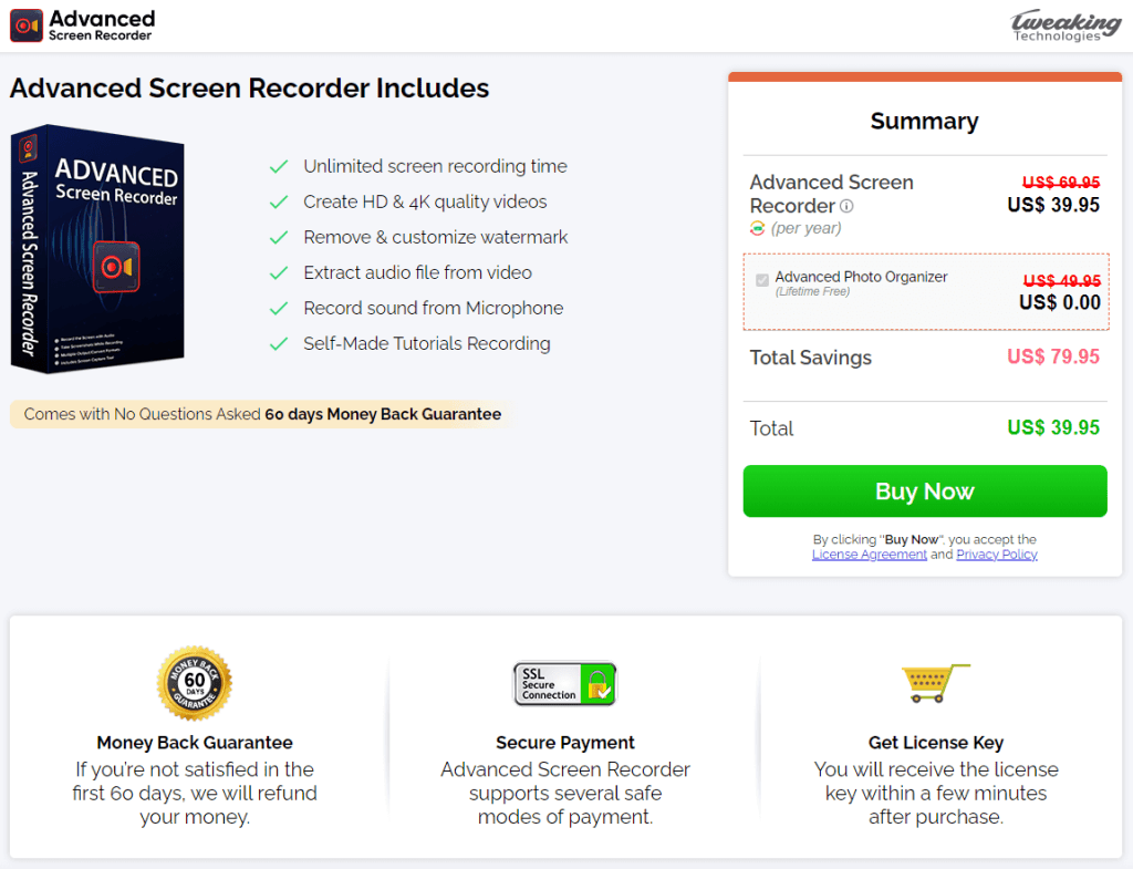 advanced screen recorder price