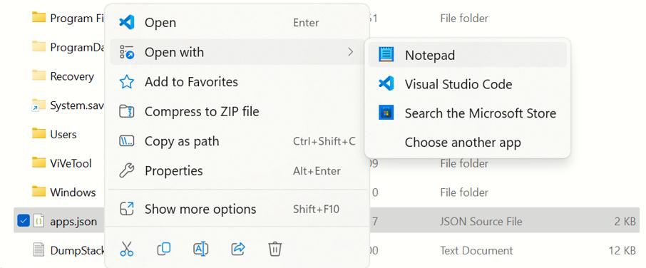 exported JSON file