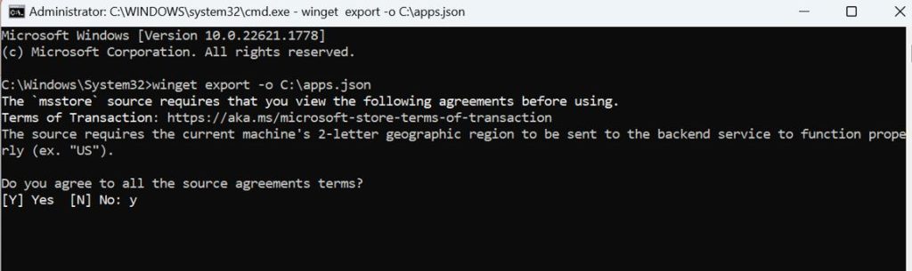 json command
