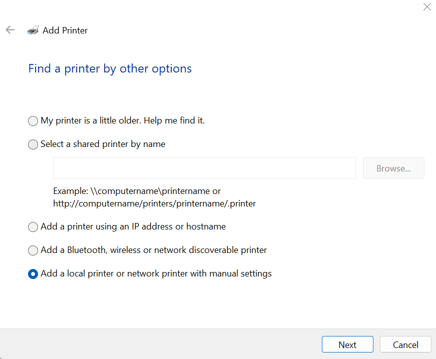 local printer or network printer