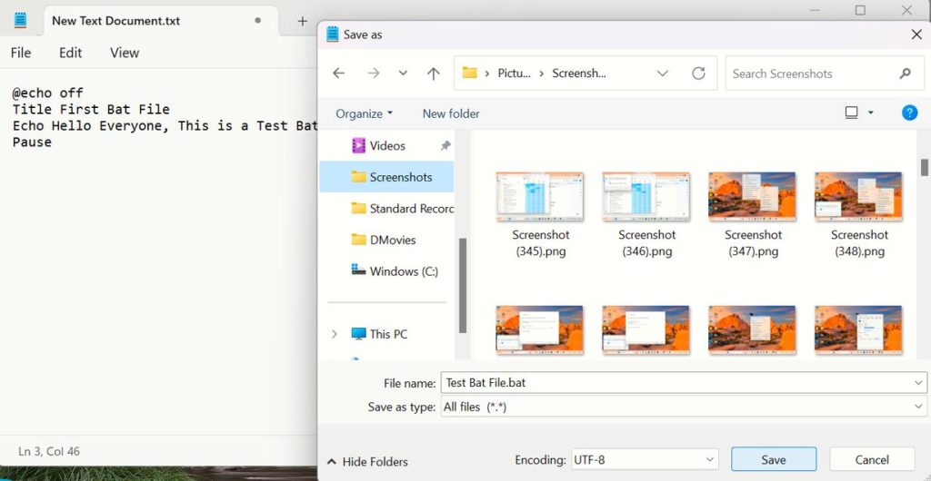 notepad command