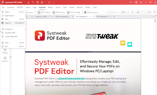 save the convert pdf file