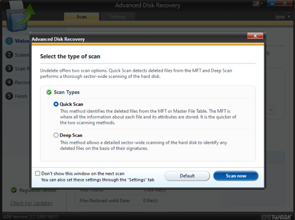 scanning of the hard disk