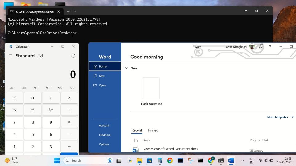 start Winword exe