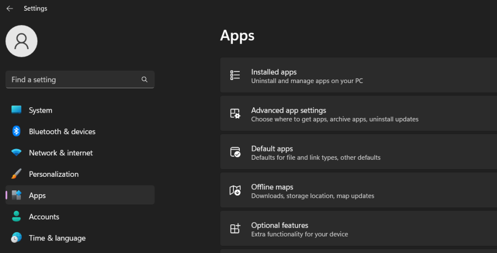 switch to the “Apps