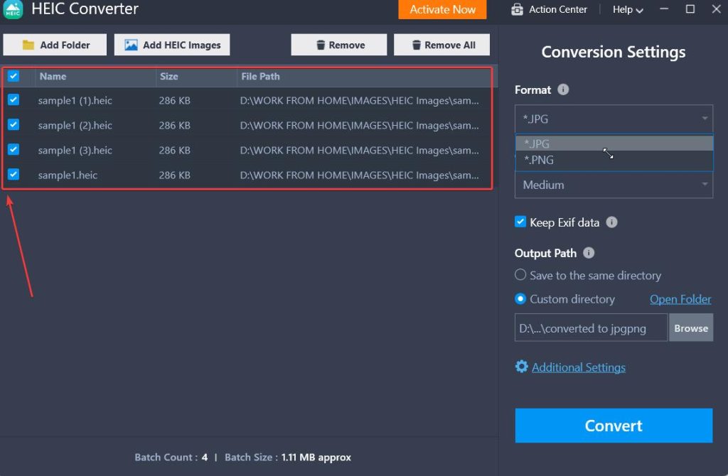 Batch Convert HEIC To JPG or PNG