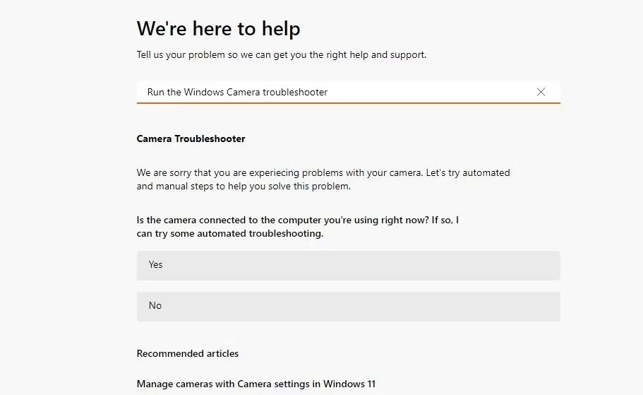 Camera Troubleshooter