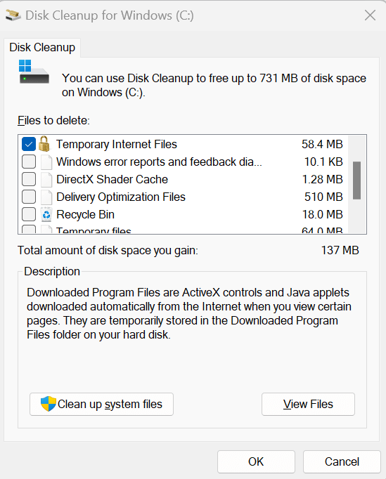 Clean up system files