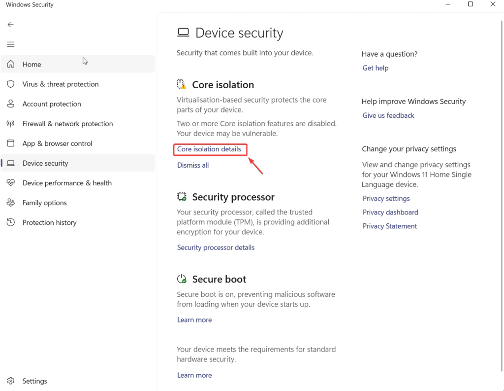 Core isolation details