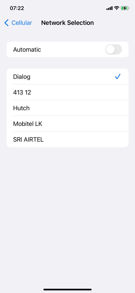 Disable Automatic Network Selection
