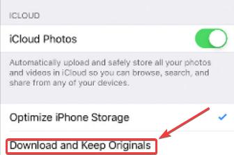 Download and Keep Originals.