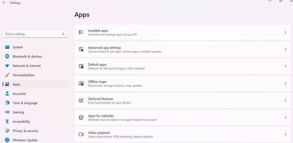 Installed apps