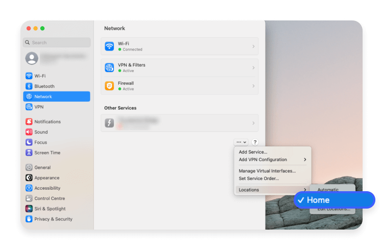 Location drop-down