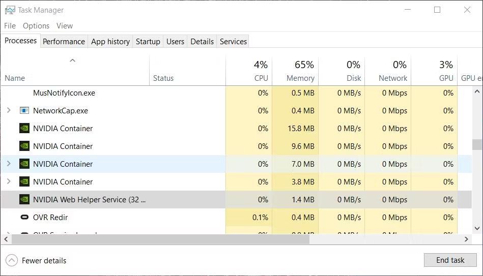 NVIDIA tasks running