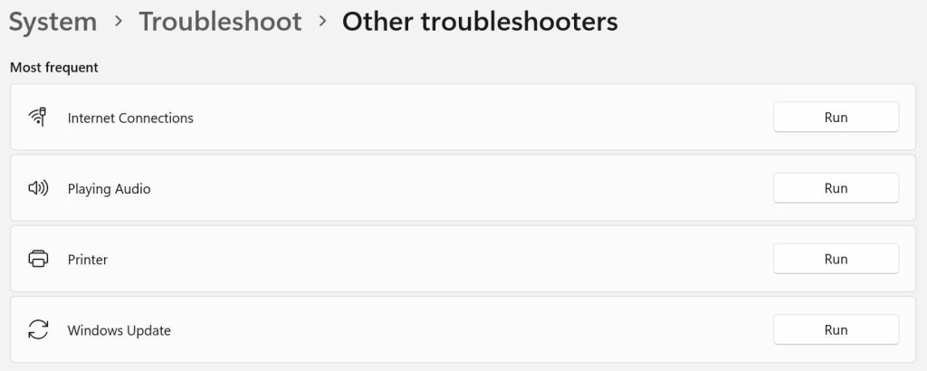 Other Troubleshooters