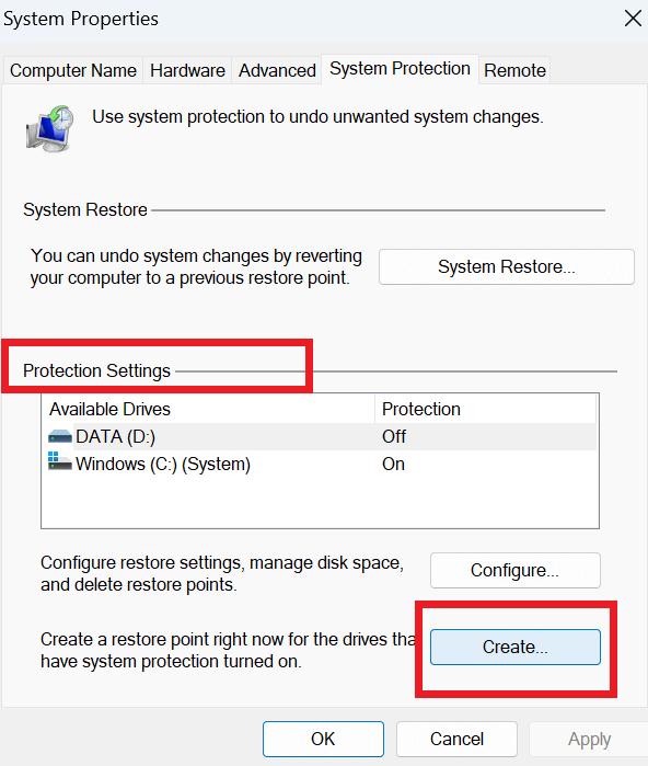 Protection Settings