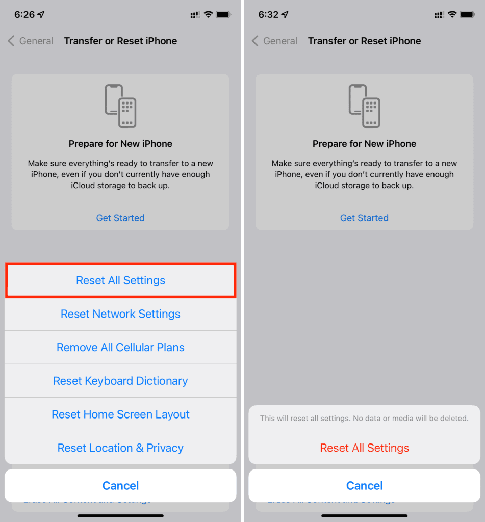 Reset All Settings
