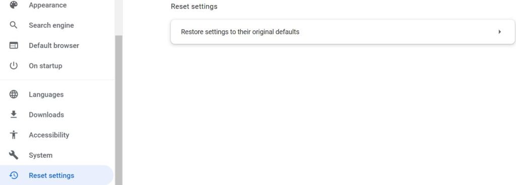 Reset Settings