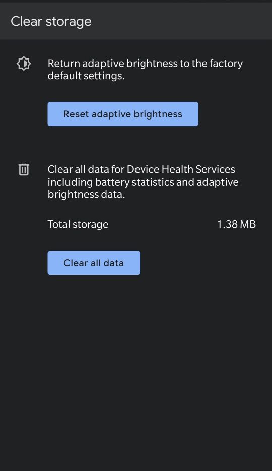 Reset adaptive brightness