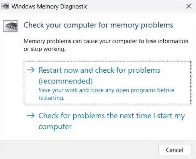 Restart Now option