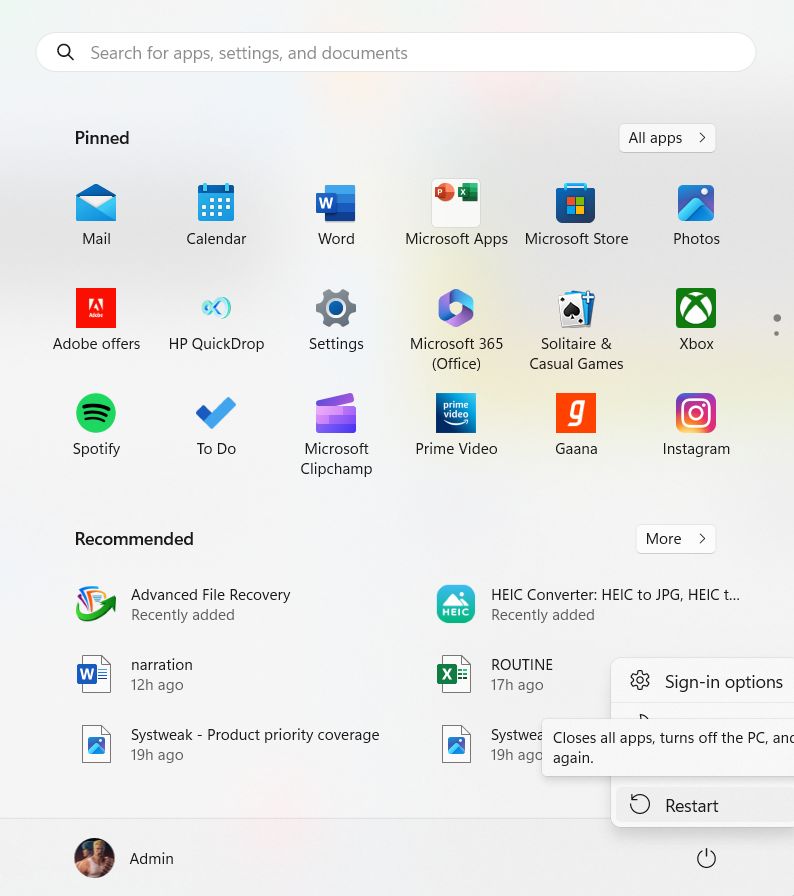 Restart your computer