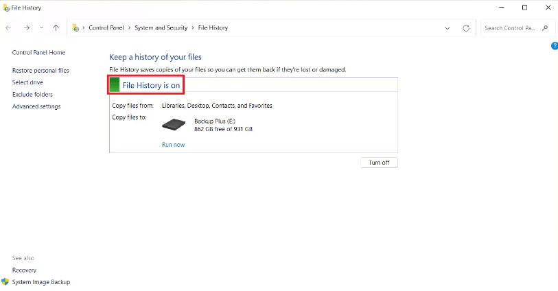 Restore your files with File History