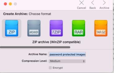 Select archive format