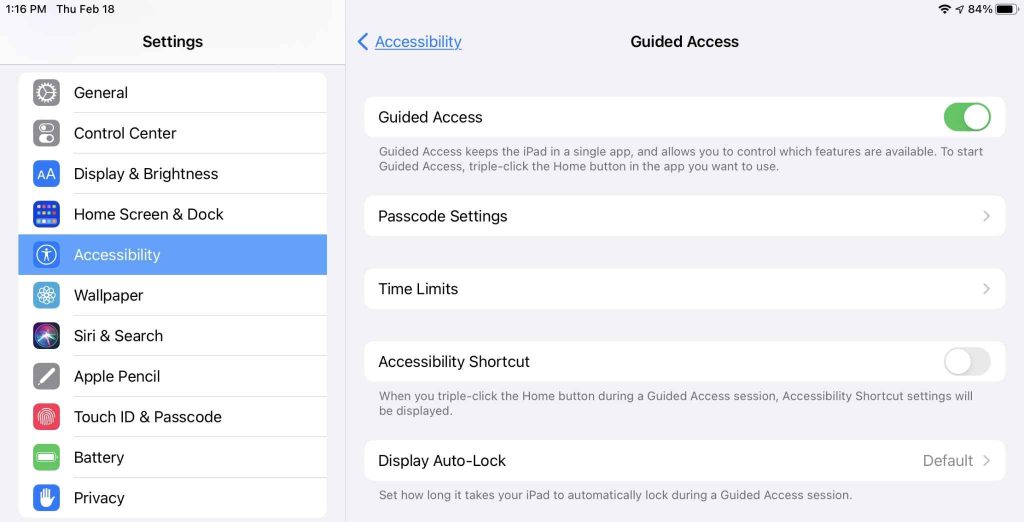 Toggle OFF And ON Guided Access