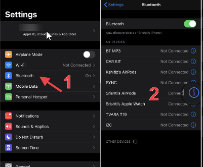 Toggle Off Bluetooth