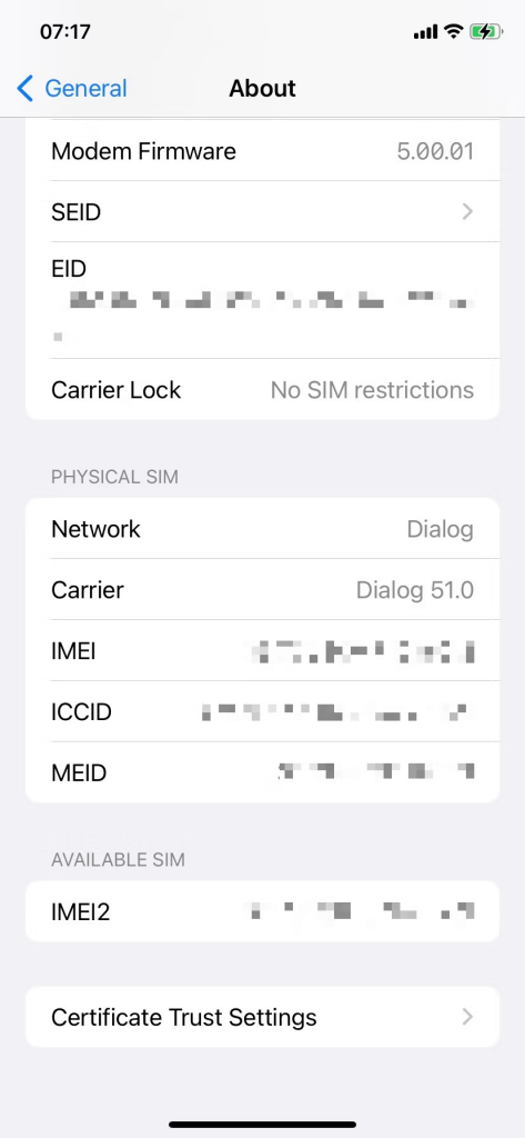 Update Carrier Settings