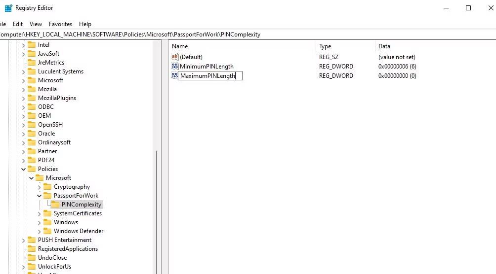 Windows Registry Editor