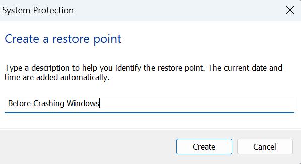 create restore point