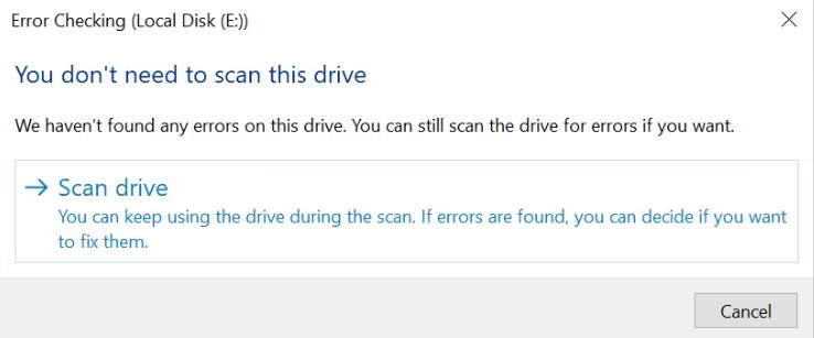 error checking on the disk