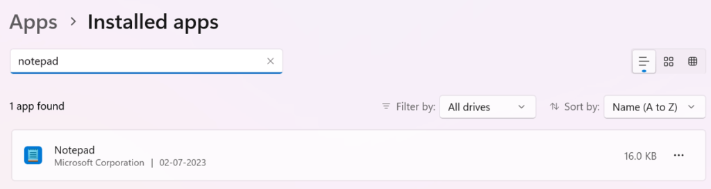 list of installed apps