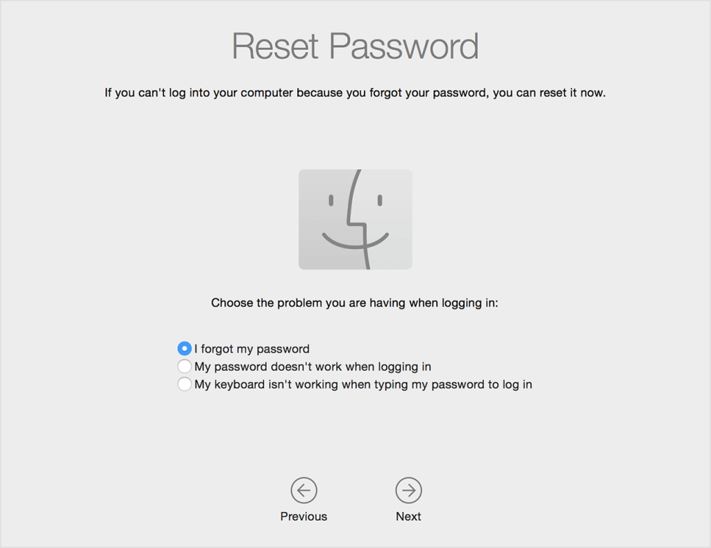 reset password
