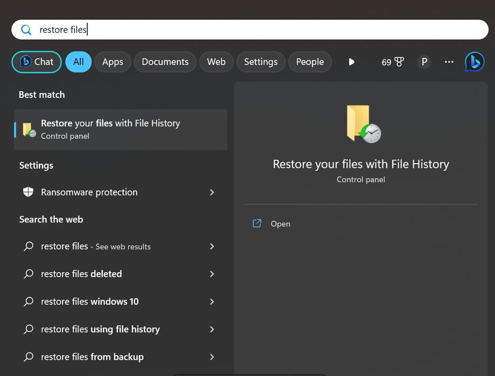 restore files