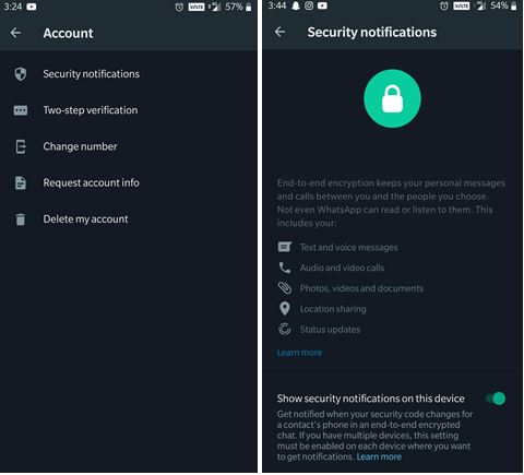 security notifications