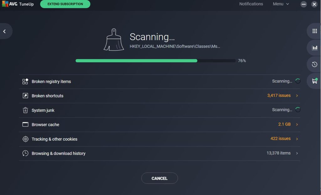 AVG scan speed