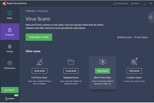Avast Antivirus Interface