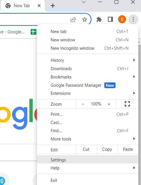 Click on Settings
