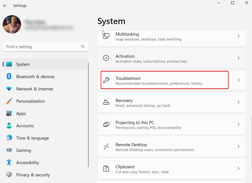Click on System