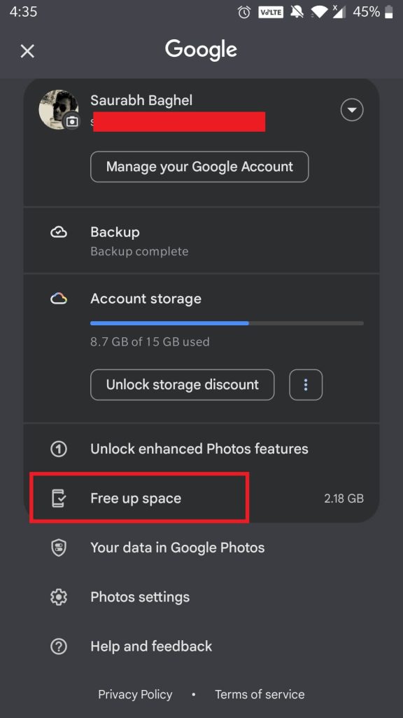 Free up space