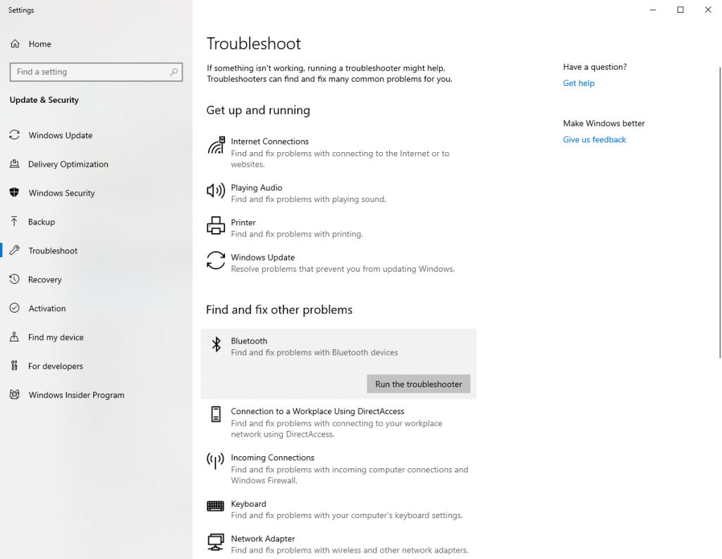 Run the troubleshooter