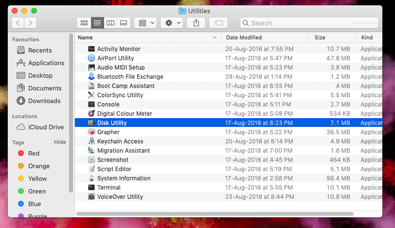 Select Disk Utility