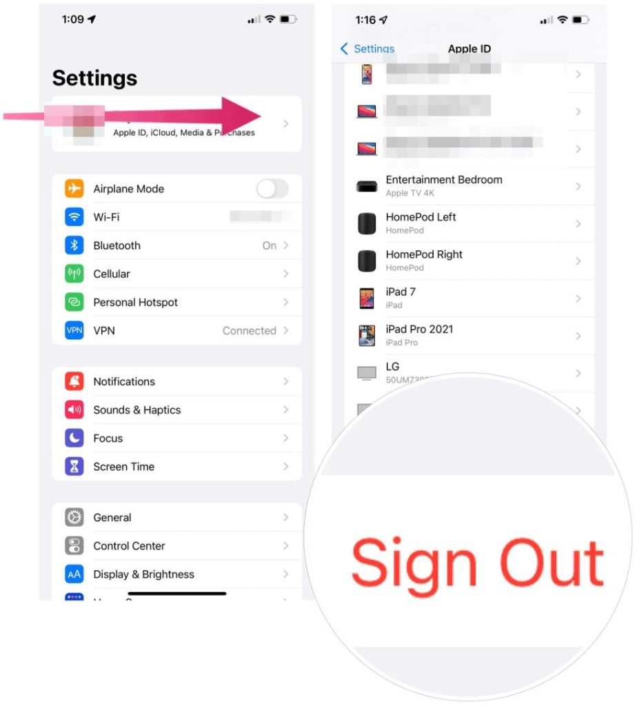 Sign Out and Sign In to iCloud