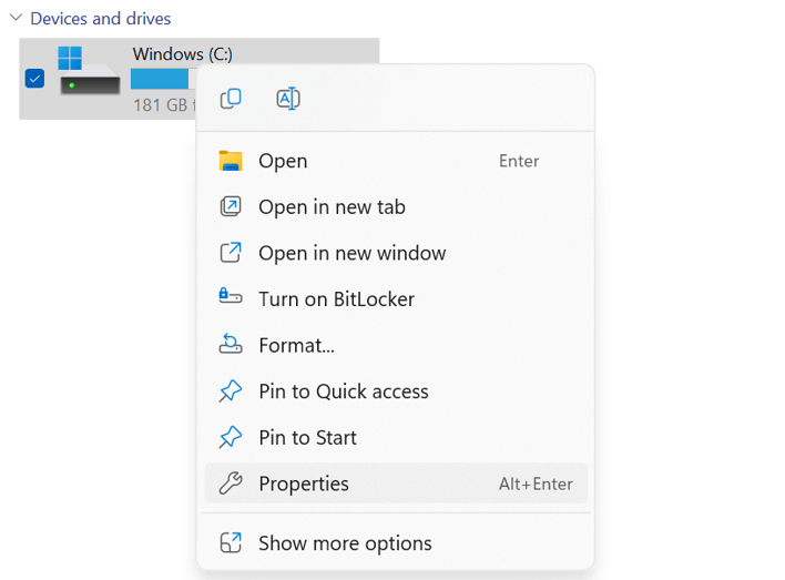 context menu